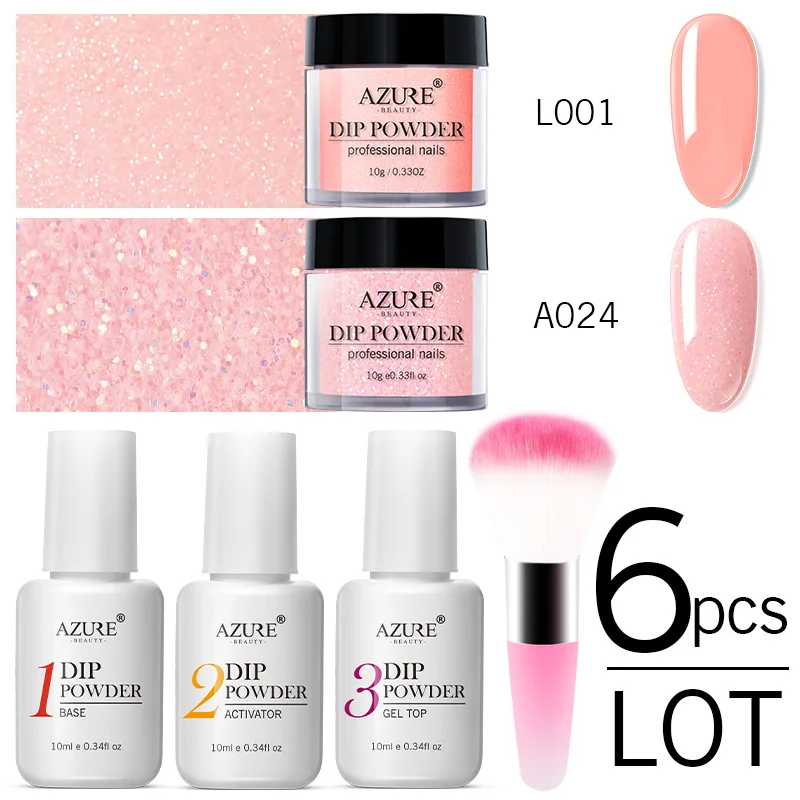 AZURE BEAUTY 6 шт./лот розовый цвет градиентный голограмма пудра для нейл-арта Базовое