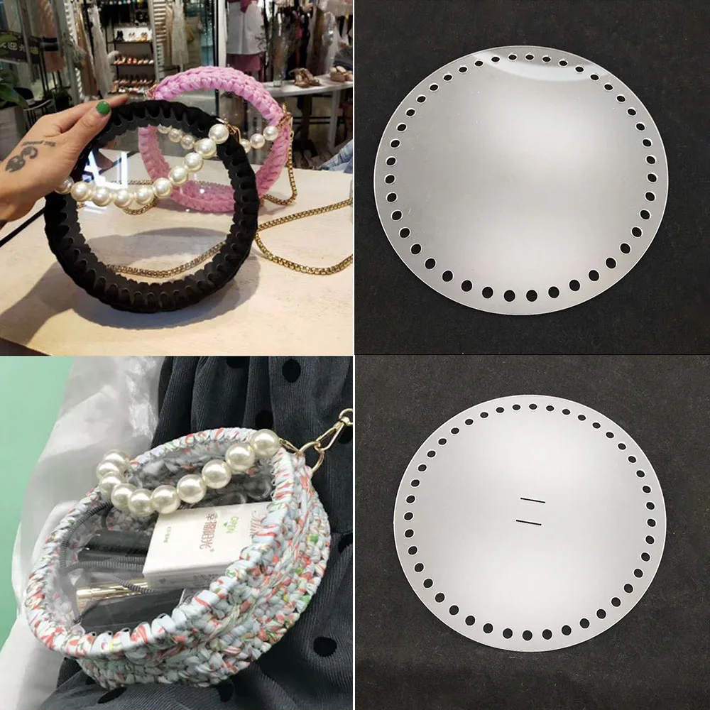 

18cm Round Shape Transparent Acrylic Board Knitted Bag Accessories DIY Hand-Woven Material Base Mould Crochet Shoulder Bag Parts