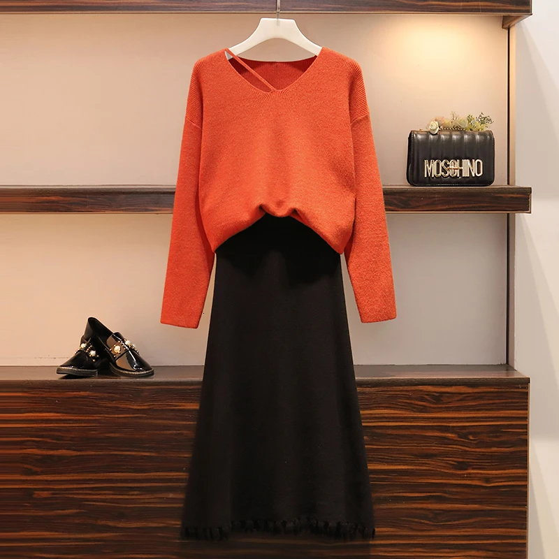 Женский трикотажный комплект из двух предметов повседневный однотонный