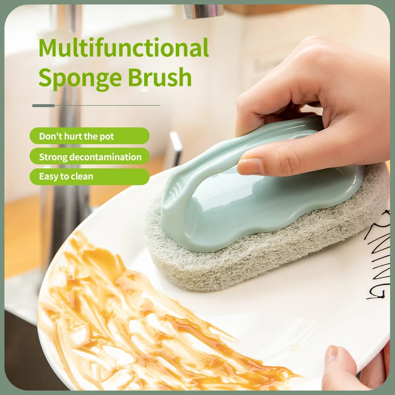 

Kitchen Dish Sponges Scrubber with Handle Non-Scratch Multi-Purpose Thick Fiber Cleaning Sponges Soft Brush Bathroom Tub Scrub45