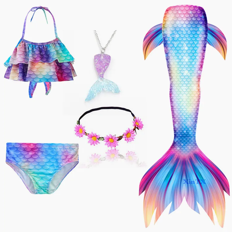 Купальник детский с хвостом русалки пляжная одежда для плавания купальник