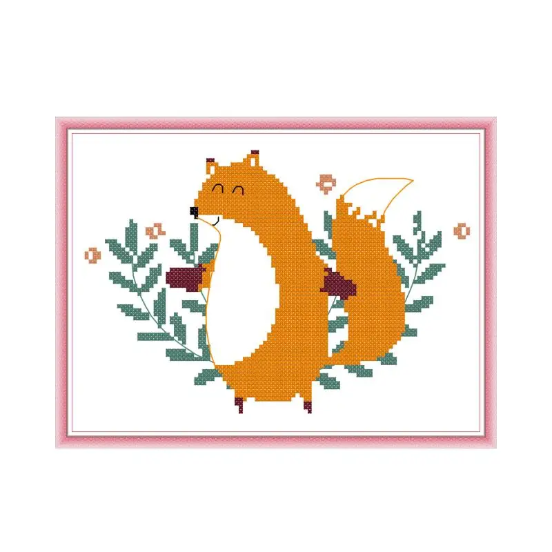 

Fox 5 cross stitch kit aida 14ct 11ct count printed canvas stitches embroidery DIY handmade needlework