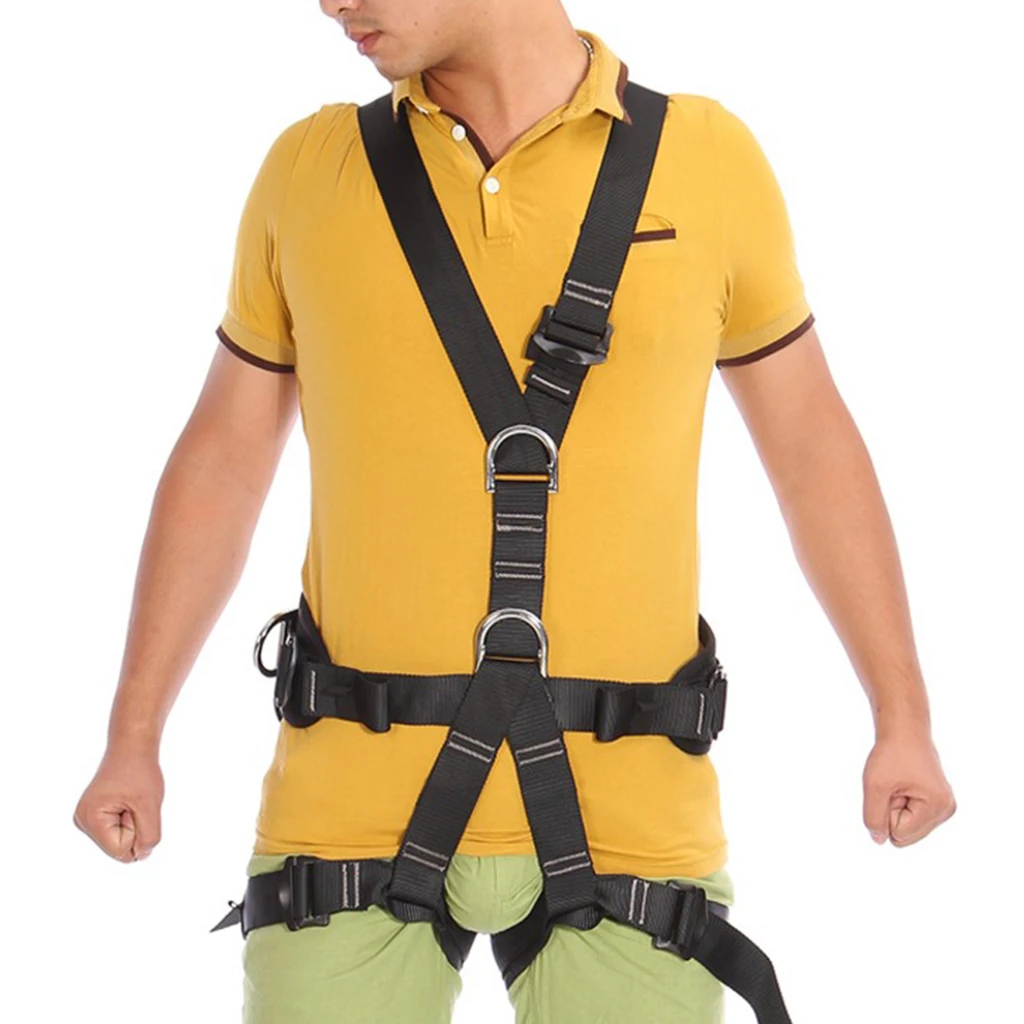 

Full Body Outdoor Rock Tree Climbing Rappelling Mountaineering Safety Seat Bust Sitting Belt Harness Protection Gear