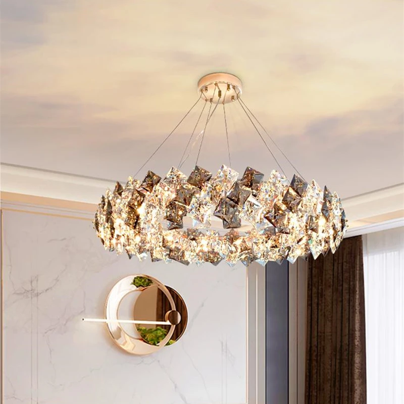 

Nordic Luxury Chandelier Modern Square Crystal LED Chandeliers Lighting Home Decoration Pendant Lamp Suspention Light