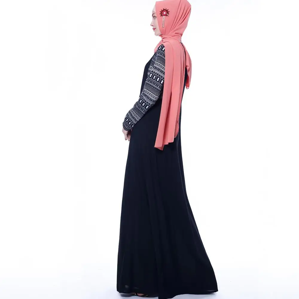 Дубай abaya мусульманские исламские Женщины Платье макси с длинным рукавом халат