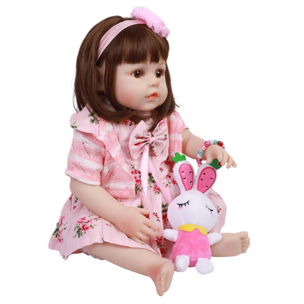 18&quot48CM Bebe Reborn Soft Silicone Realistic Baby Smooth Vinyl Body Toddle Doll Toys for Children Full Hair Toy | Игрушки и хобби