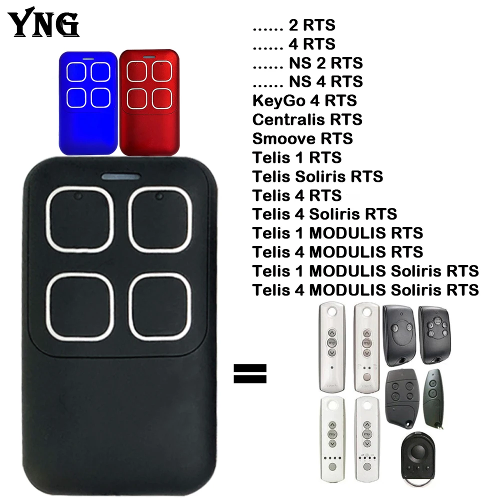 

Newest SOMFY RTS Remote Control Somfy KeyGo 4 RTS / Centralis RTS / Telis 4 MODULIS Soliris RTS Garage Gate Remote Control