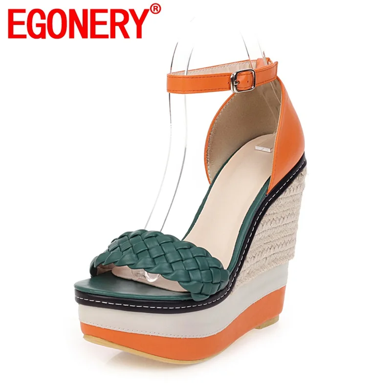 EGONERY/обувь в готическом стиле женская обувь на танкетке сандалии каблуке 14 см