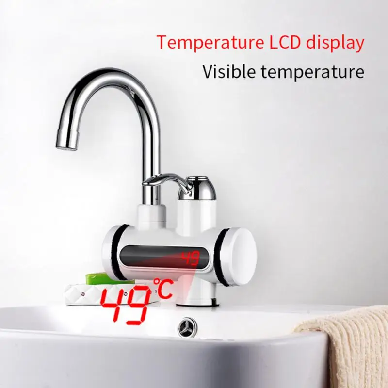 

Electric Hot Water Faucet Water Heater Shower Kitchen Faucet EU Plug Electric Water Heater Digital Display Country House Faucet