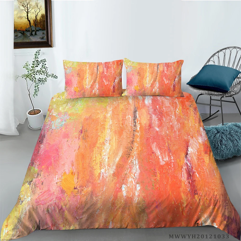 

Новое поступление Комплект постельного белья оранжевого цвета с принтом пододеяльник с наволочками украшение для спальни 2/3 шт. двойные ко...