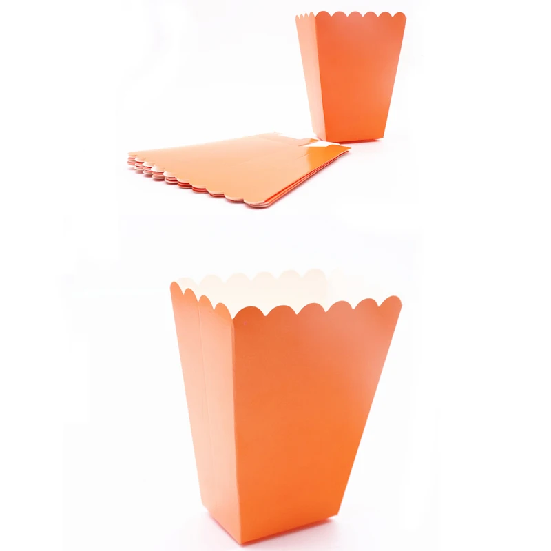 Orange 6 шт. желтая коробка для попкорна, украшения для дня рождения, вечерние принадлежности для дня рождения, Рождества, свадебной вечеринки, украшения для детей - Цвет: Orange