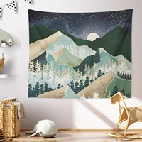 starry sky geometric forest mountain peak bedroom decor room tapestry gold nature landscape camping tent travel large beach