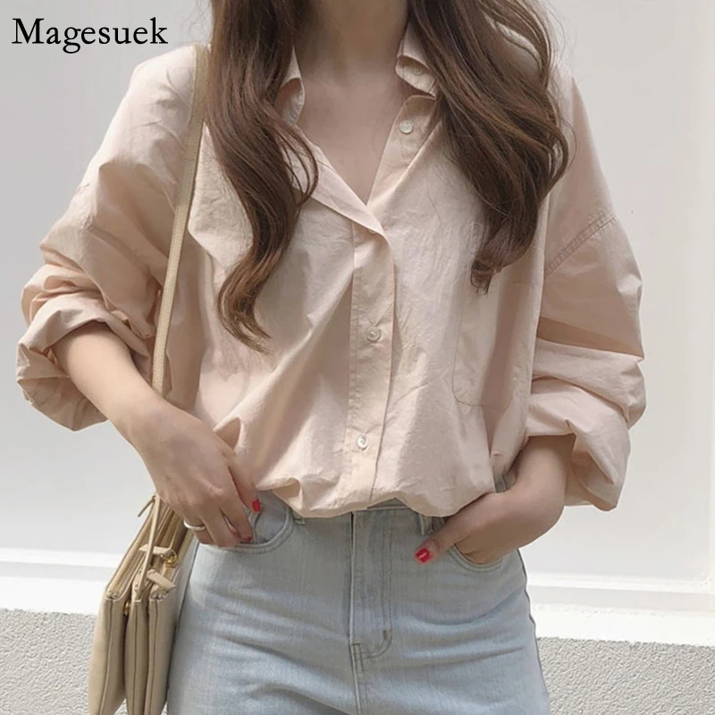 

Женская Однотонная рубашка, розовый кардиган в уличном стиле для офиса, универсальный кардиган, элегантная модель 2021, 11361