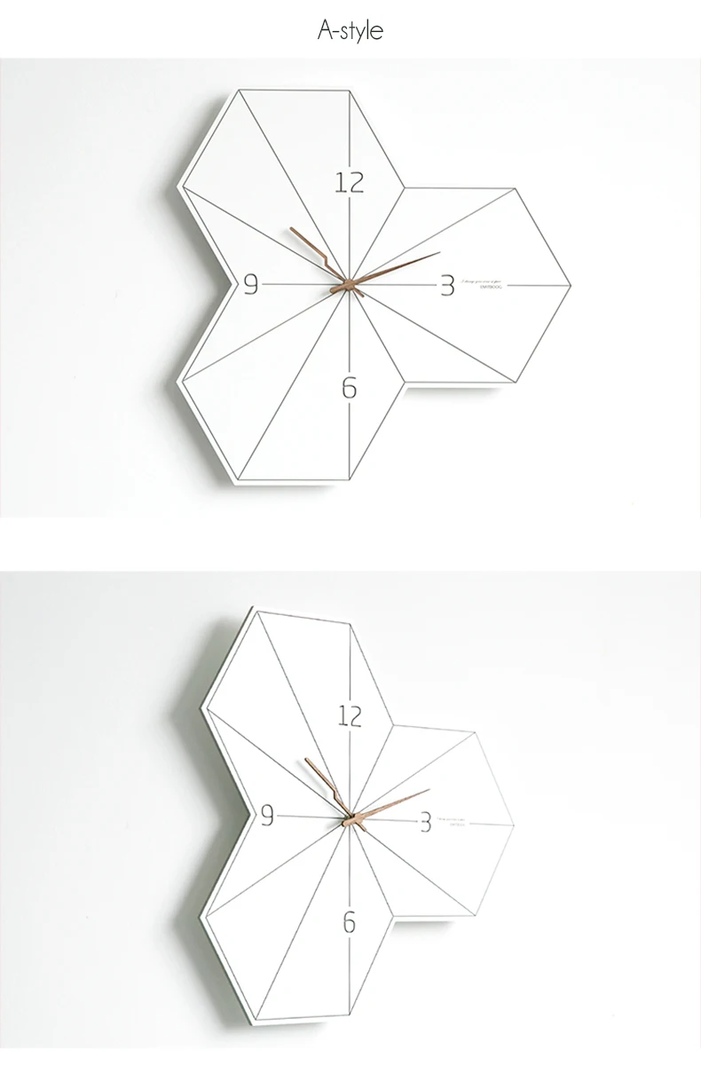 Modern Design Wall Clock Nordic Minimalist Geometric Quiet Art Creativity White Zegar Scienny Watch DE50WC | Дом и сад