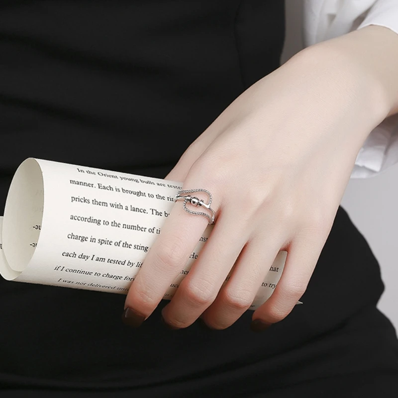 

72XE Spinner Rings Adjustable Ring Anxiety Stress Relief Stackable Ring Knuckle Ring for Women Men Fashion Jewelry Gifts