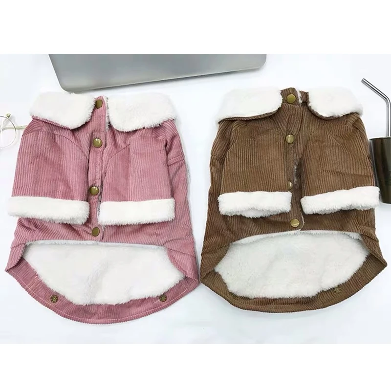 Вельветовая куртка в стиле французского бульдога пальто зимняя теплая шерстяная