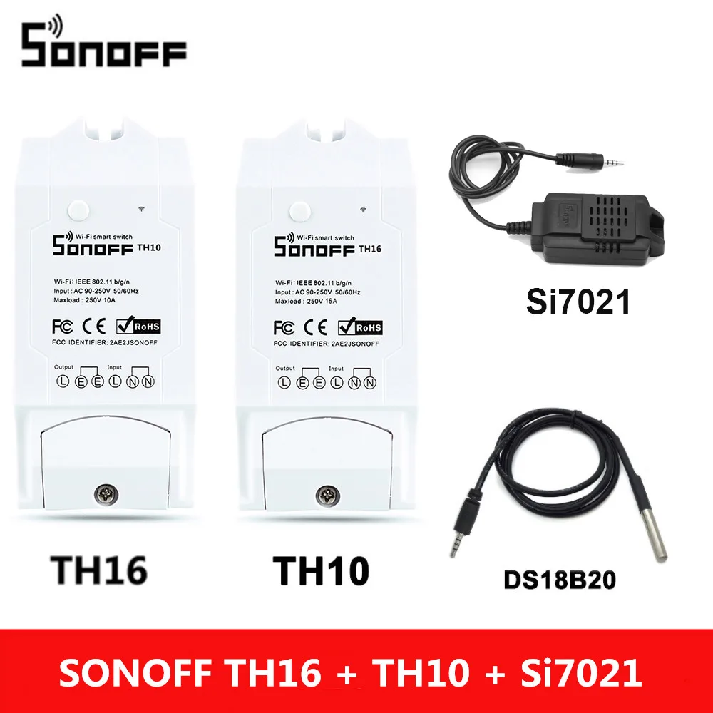 Умный переключатель Sonoff TH 10A/16A Wi Fi контроллер с датчиком температуры и