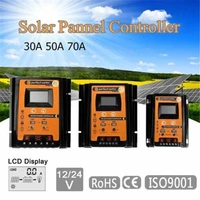 30/50/70A Solar Panel Controller 12/24V MPPT LCD Display Dual USB Solar Cell Panel Regulator Home Lead Acid Batteries Charger