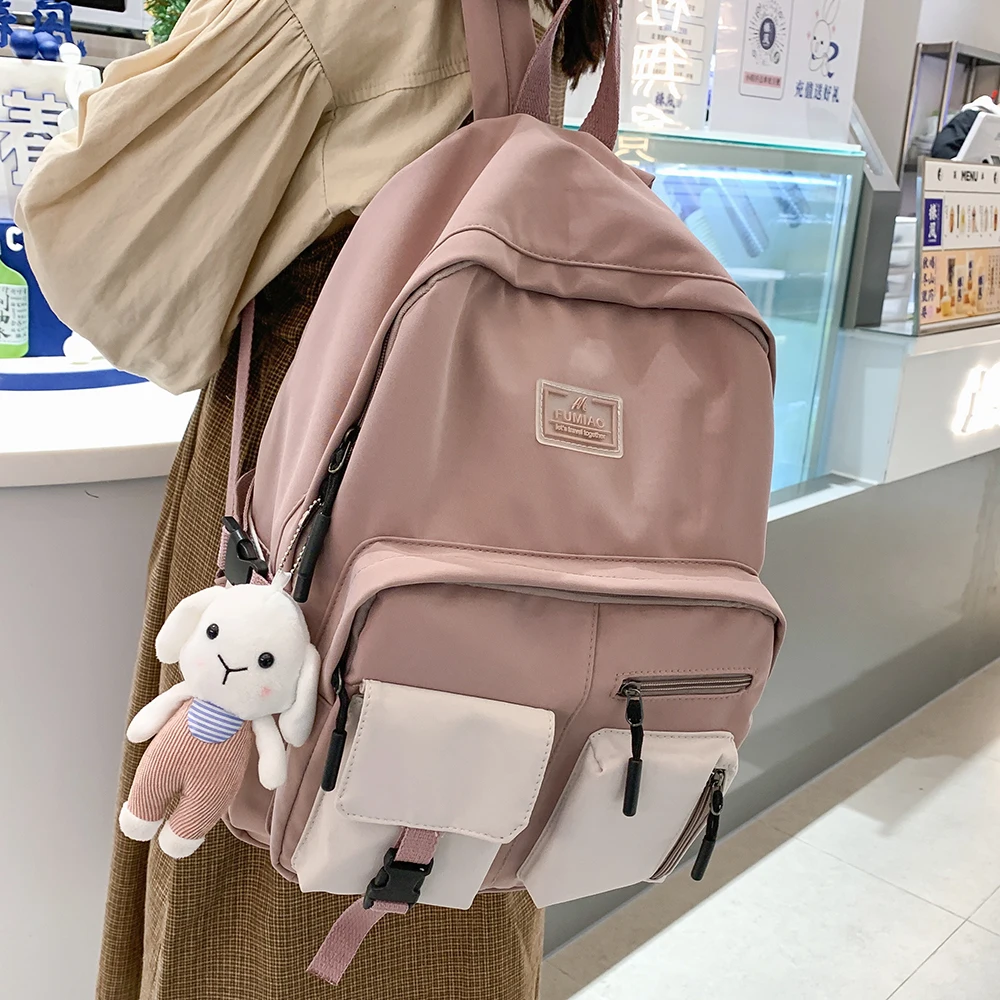 

2021Women Waterproof Cute Backpack Nylon Female Harajuku School Bag College Lady Kawaii Backpacks Fashion Book Girl Bags Student