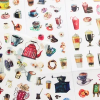 6 sheets all kinds of coffee stickers diy stick label pvc phone hand account decor sticker