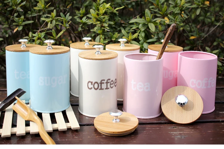 Креативные деревянные емкости для хранения, стальные кухонные принадлежности, Многофункциональные цветные банки для чая, кофе, сахара, квадратный футляр, чехол для дома