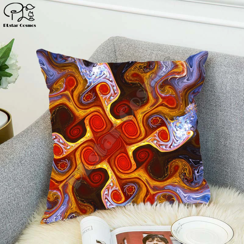 

Psychedelic Rainbow Pillow Case Cushion Cover Cushion Colorful Geometric Feather Polyester Decor Home Car Sofa Cushion Cover 02