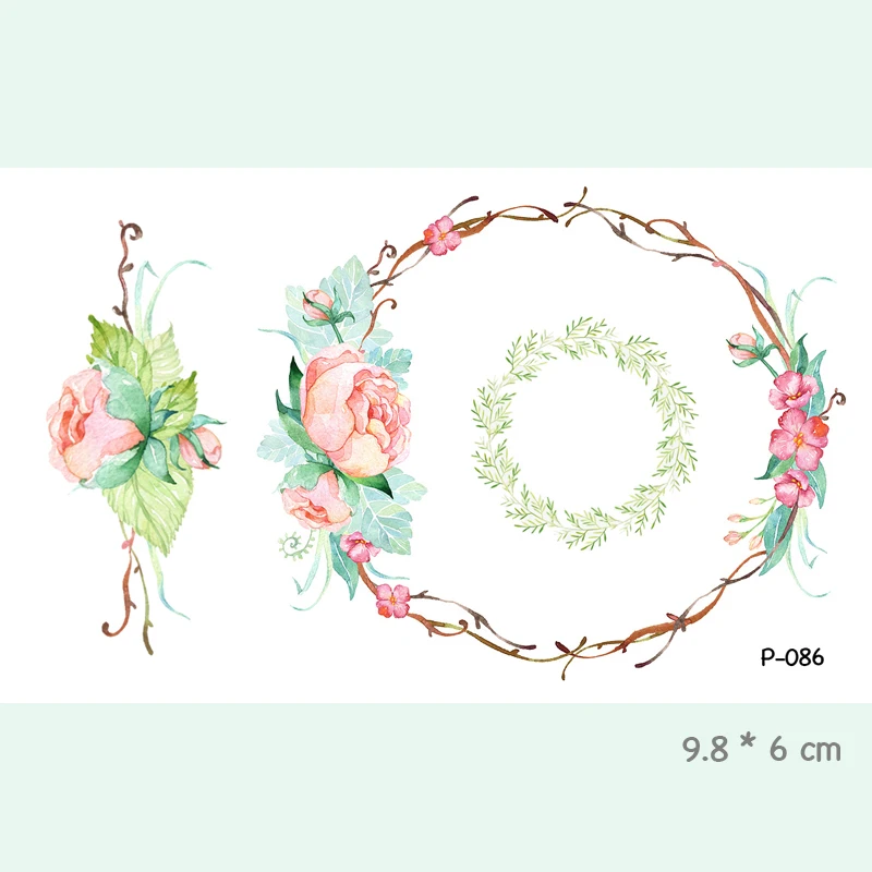 Водостойкие Временные татуировки-наклейки с акварельными цветами для взрослых и