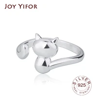 fashion 925 sterling silver cute cat paw ears animal shape adjustable finger rings party wedding jewelry making