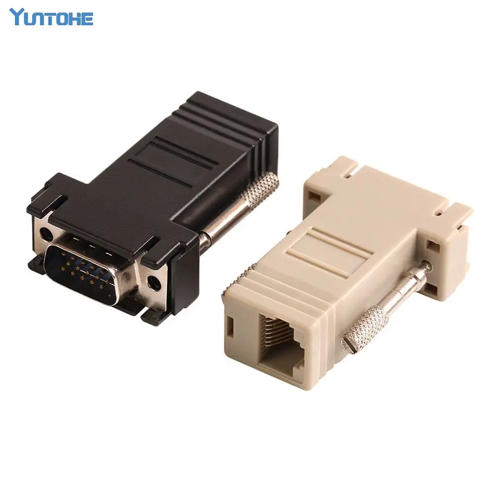 ZJT40 15PIN VGA к RJ45 разъем новый удлинитель штекер локальной сети Cat5 Cat5e Ethernet Женский