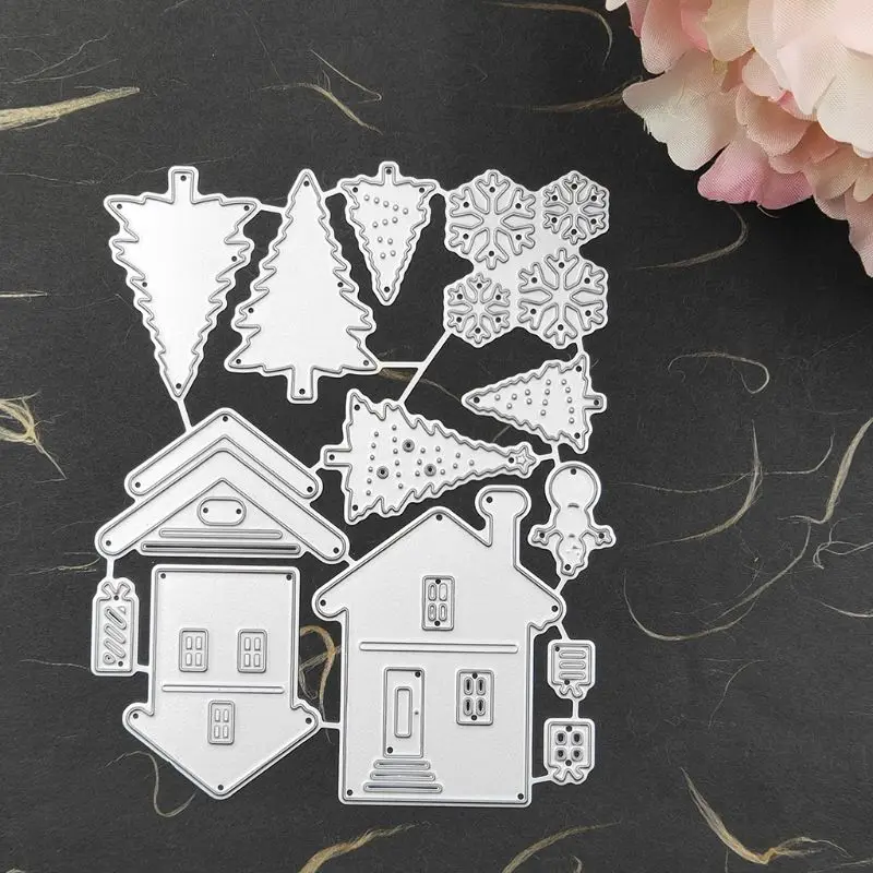 2021 Новый Фотофон домик дерево металлический Трафаретный вырубной штамп