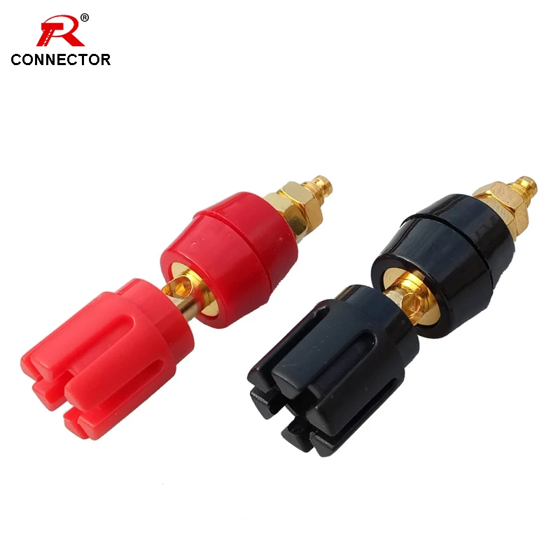 

50pcs 4MM Gold Plated Binding Post HIFI Cable Connector, Lotus Binding Post Amplifier Audio Terminals