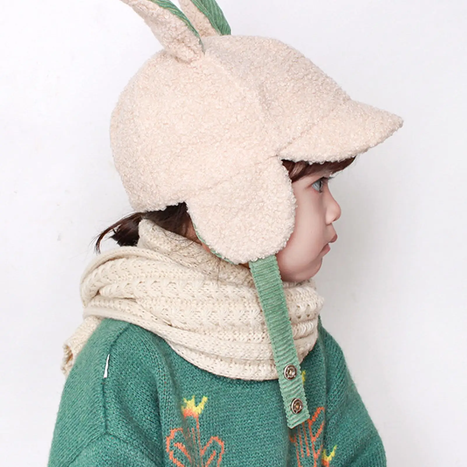 

Newest Baby Hat Autumn Winter Children Boys Girls Cute Patchwork Fleece Rabbit Ear Pattern Cap Baby Adjustable Warm Hat 4 Colors