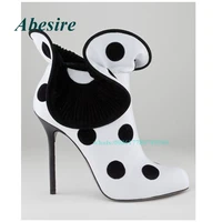 round toe platform ankle boots women shoes polka dot thin heel flower side zip new arrival spring high heels elegant sexy shoes