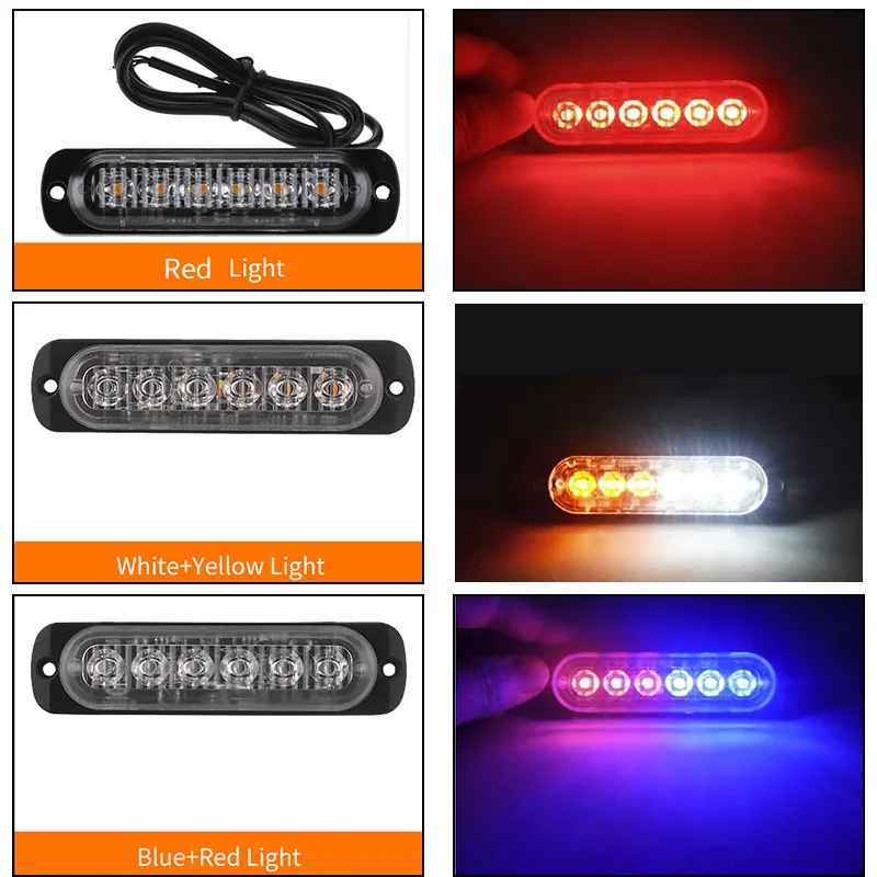 18 Вт 6 LED Желтый Красный Белый Автомобиль Грузовик Мотоцикл аварийный Маяк