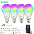 4 шт. в упаковке, Wi-Fi, лампа умный светильник лампочка B22 E27 цветная (RGB) Светодиодная лампа умный дом работы с AlexaGoogle RGB + C + W светодиоидная лампа с регулируемой яркостью Bombilla Inteligente