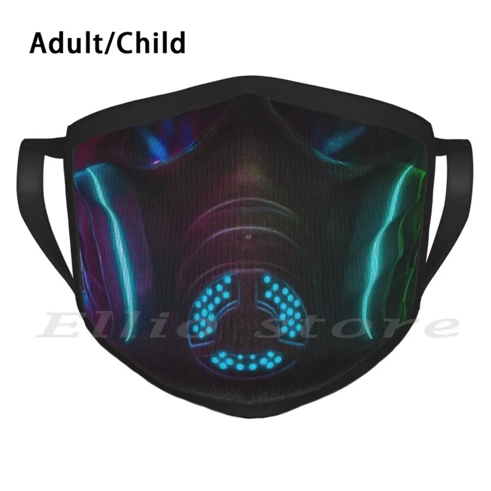 

Neon Gas Mask Print Washable Anti Dust Scarf Mask Hacker Neon Cyber Computer Hacker Hackers Blue Future Retro Blackhat