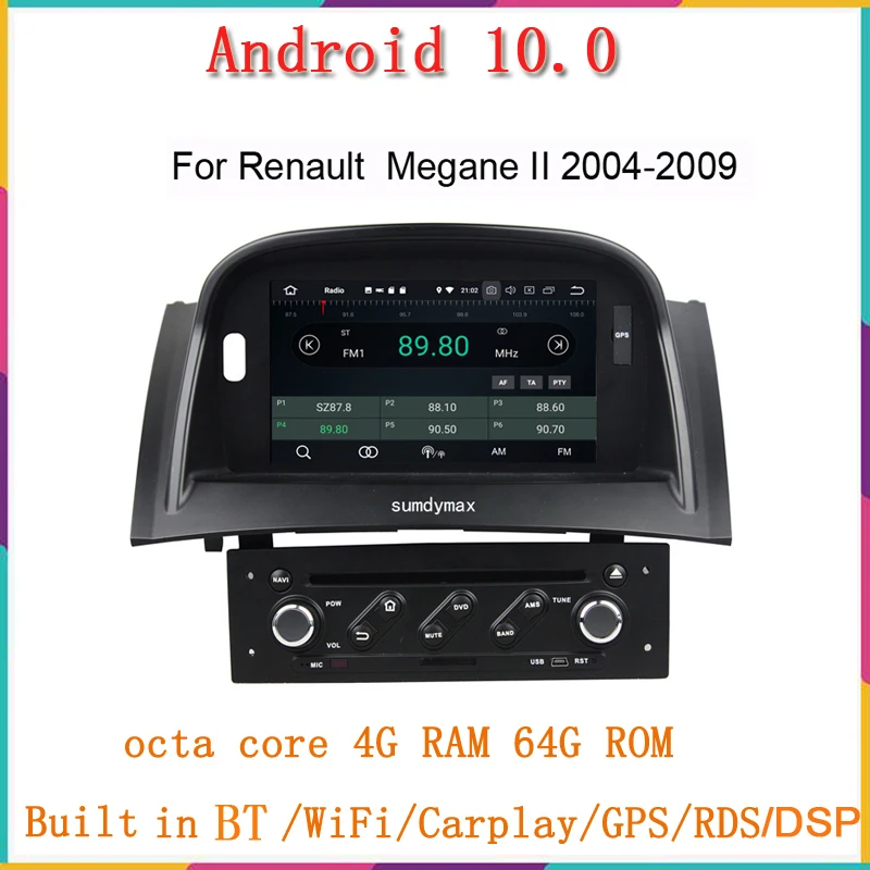 1024*600 hd Восьмиядерный 4G 64G Android 10 0 автомобильный мультимедийный плеер для Renault Megane