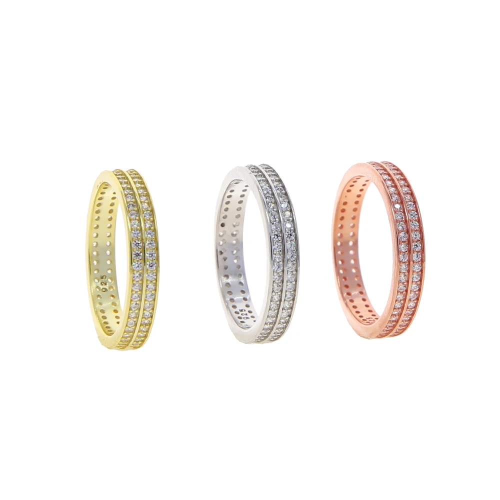 Модные 925 стерлингового серебра Одежда высшего качества CZ кольцо вечности для