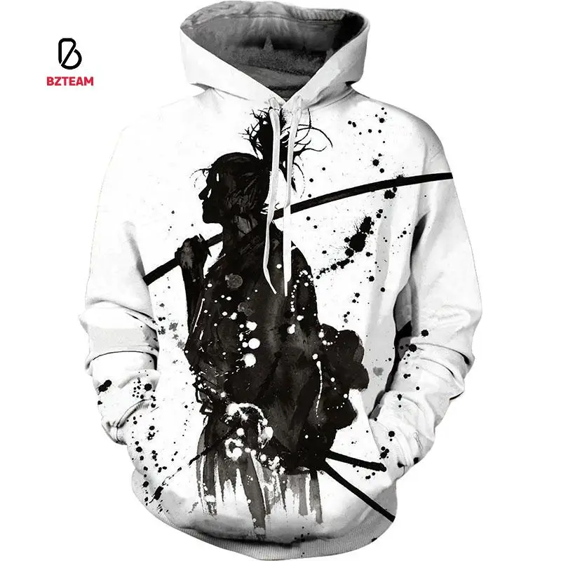 

BZTEAM Autumn/Winter Fashion Fashion 3D Sweatshirt Men's/Women's Hoodie with Hat Printed Japanese Bushido Spirit Hoodie XL 6XL