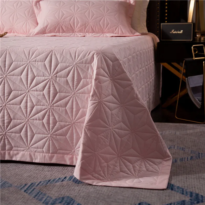 New 1pc 245x245cm and 245x265cm gray white cotton Bedspread and 2pcs pillowcase blanket Duvet Quilt bed cover