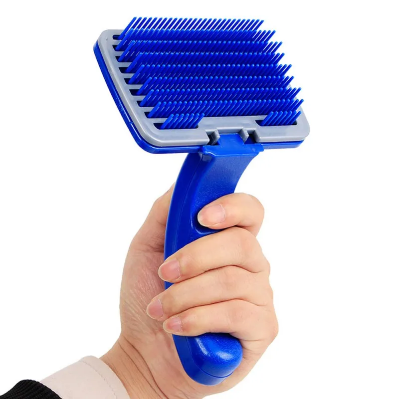 Синяя ручная щетка для удаления волос Расческа домашних животных грабли средних