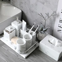 light luxury marble stripe resin wash set soap dispenser gargle cup toothbrush holder soap dish bathroom bath supplies