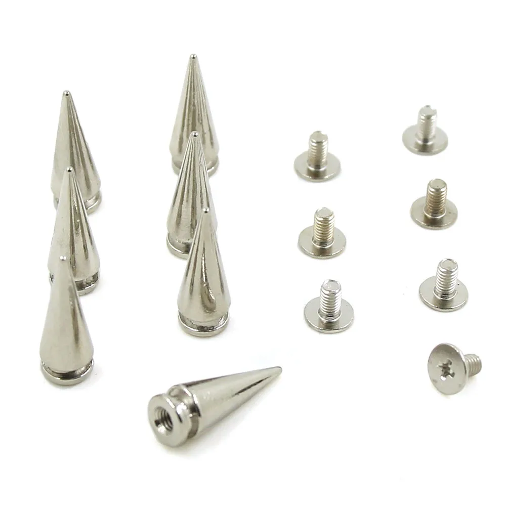 100 шт. золотые и серебряные конусные винтовой шип заклепки металлические