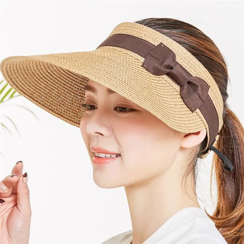 

Summer Hats For Women Wide Brim With Bow Sun Hat For Beach Outdoor Straw Hat Women Tennis Visor Comfortable Hats