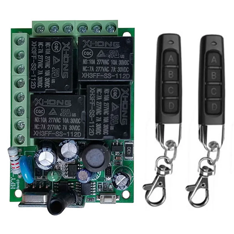 

Smart Multiple AC 85V 110V 220V 250V 10A 433 MHz 4CH 4 CH 4 Channel Wireless Relay RF Remote Control Switch Receiver+Transmitter