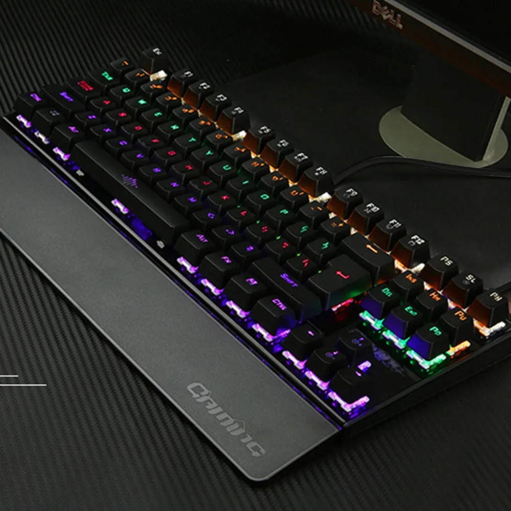 Механическая клавиатура USB Проводная и RGB мышка с подсветкой Pad набор ковриков Красочный светодиодный подсветка 87 клавиш анти-ореолы игровые аксессуары
