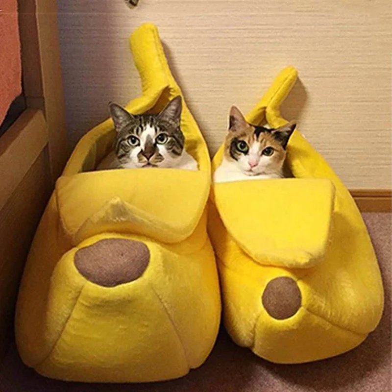 Hoopet банан кошка кровать Конура Милая прекрасная форма пушистый теплый мягкий для