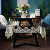 soft glass transparent dining rectangular tablecloth pvc waterproof birthday coffee table cover party embroidery lace decoration