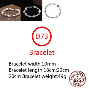 d73 s925 sterling silver bracelet retro style punk cross dice hip hop tide brand personality domineering jewelry new hot free global shipping