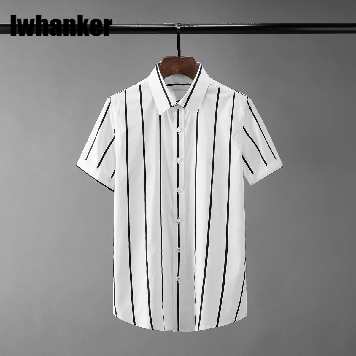 

New 100% Cotton Male Shirts Luxury Short Sleeve Stripe Casual Mens Dress Shirts Fashion Slim Party Man Shirts Plus Size 4xl
